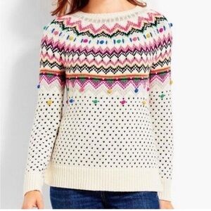 Talbots carnival isle Pom Pom sweater size small Petite